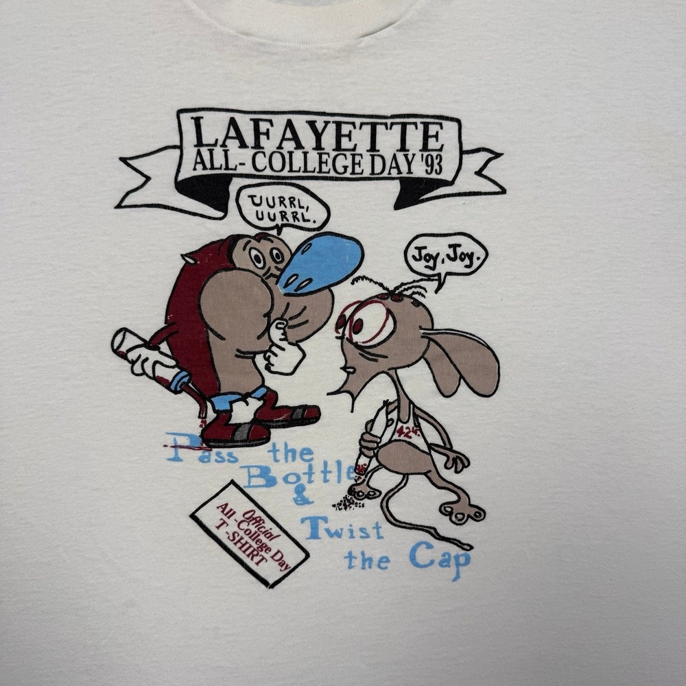 Vintage 1993 Lafayette All-College Day Ren & Stimpy T-shirt - Picture 3 of 5
